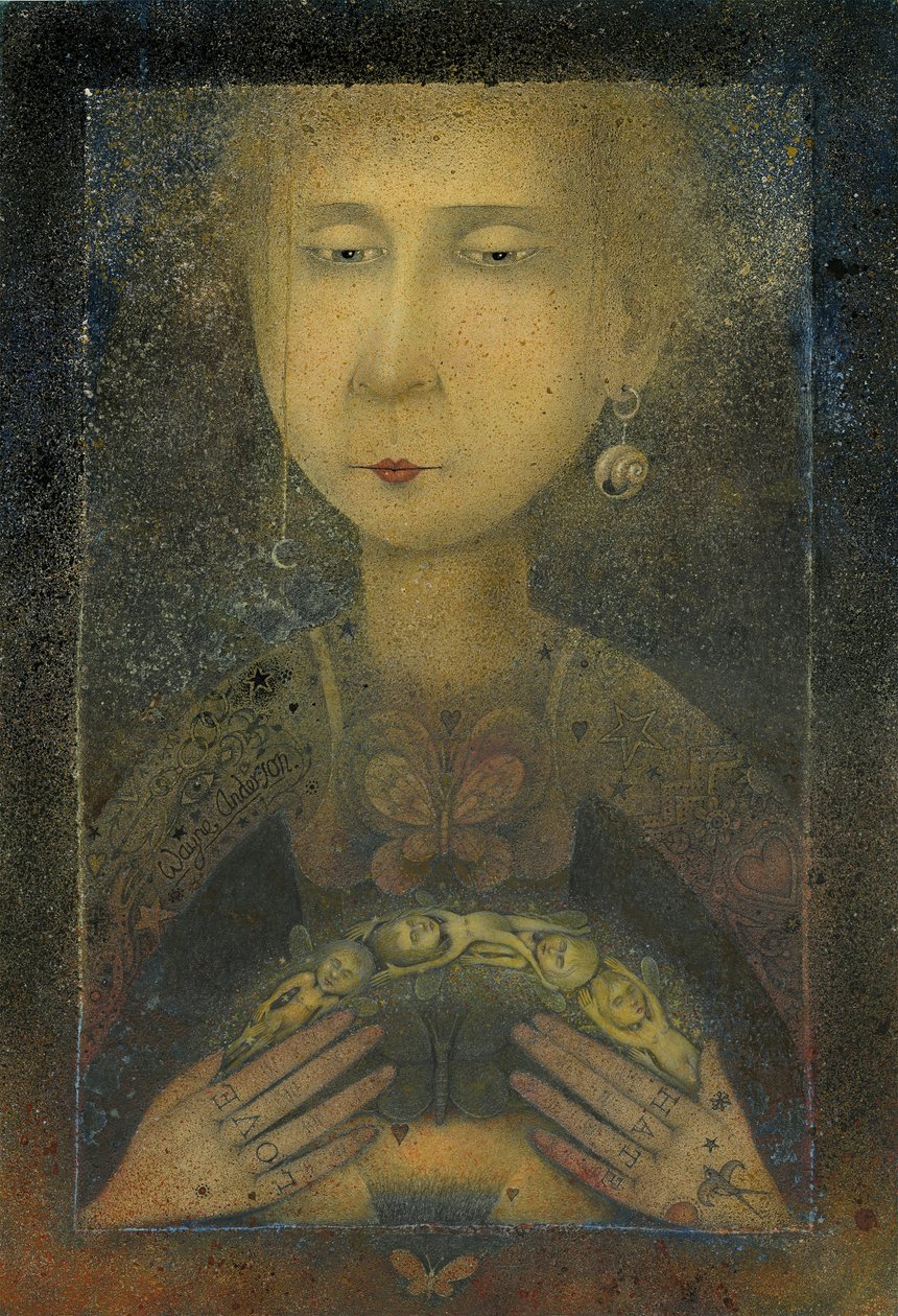 Tattooed Faery Juggler, 2005 (blandede medier på kunstplade) af Wayne Anderson