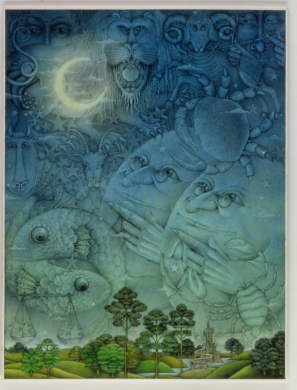 Zodiac Sky (blyant og farvekridt på papir) af Wayne Anderson