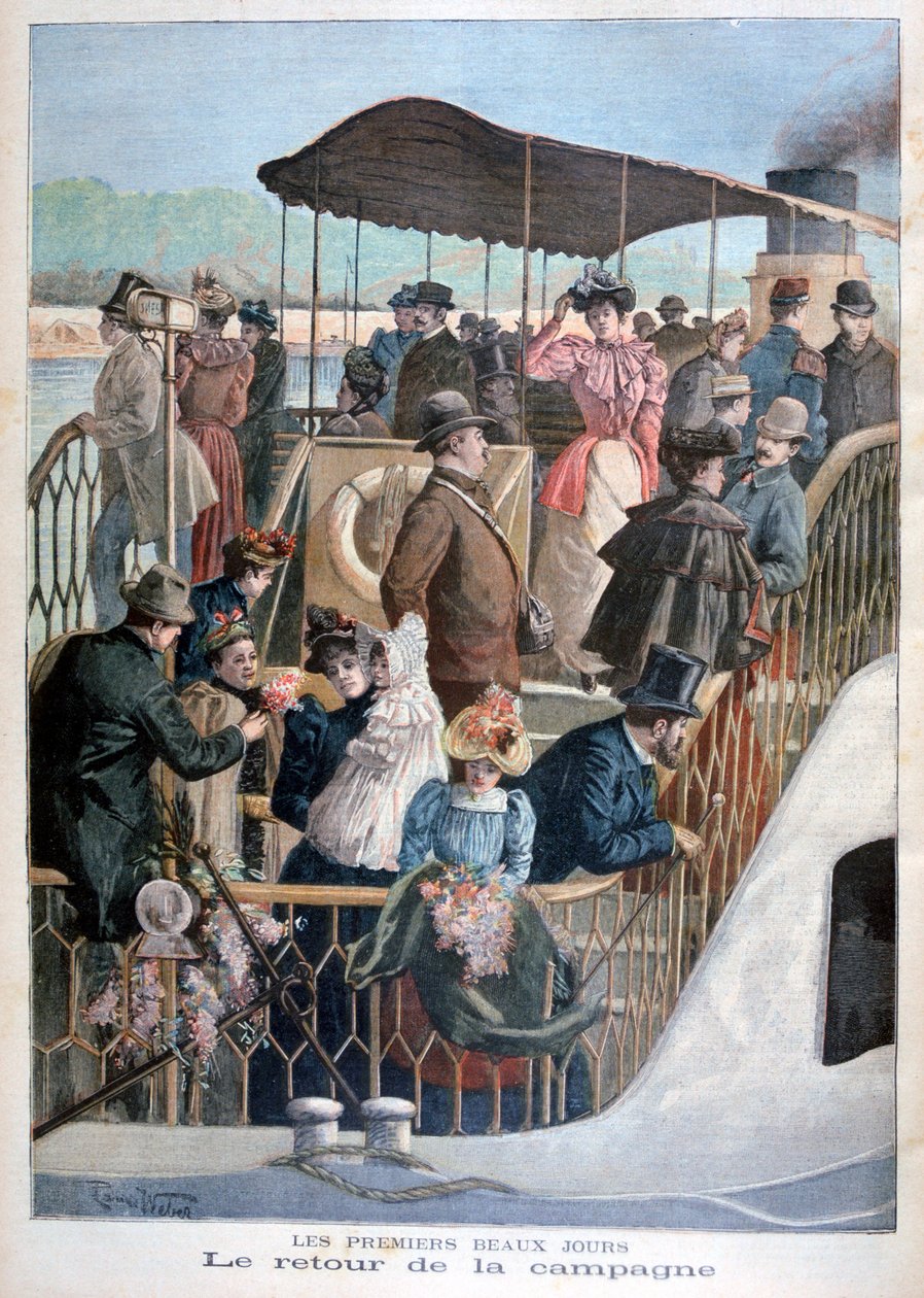 Parisere vender tilbage fra landet med båd, 1894 af Weber