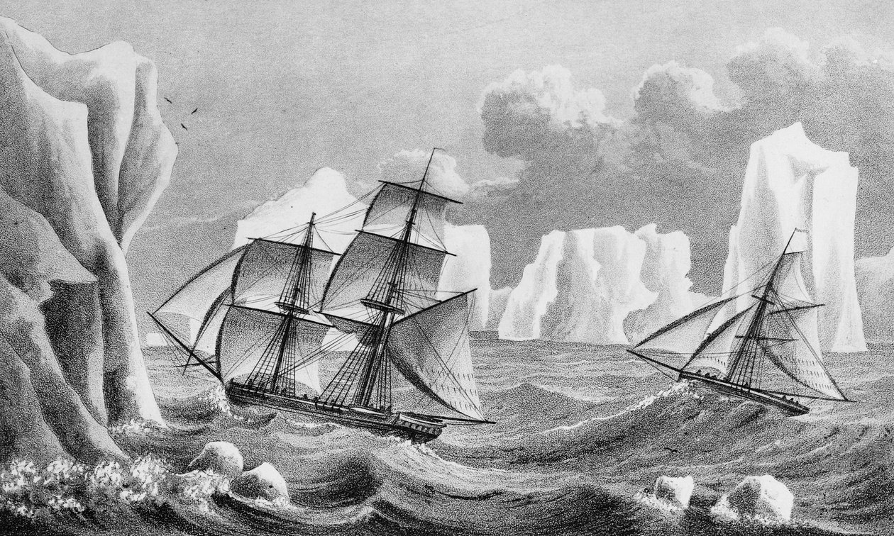 Briggen Jane og kutteren Beaufoy, 1825 af Weddell