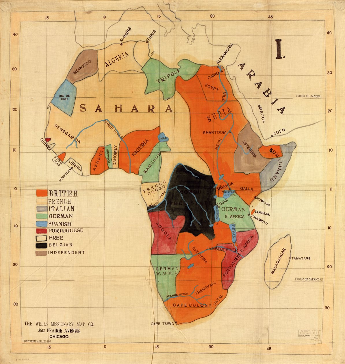 Afrika]. af Wells Missionary Map Co.