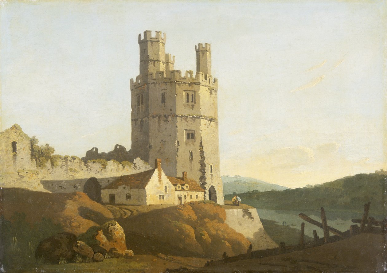 Caernarvon Castle, Ørnetårnet (olie på lærred) af Welsh school
