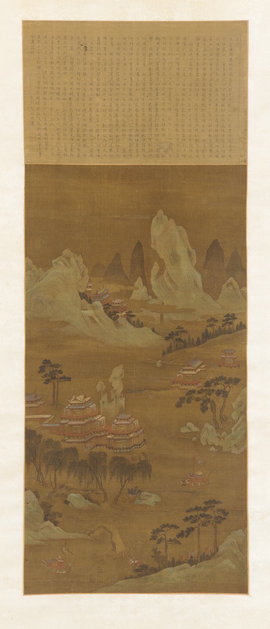 Paladser ved bredden af en sø, Ming- eller Qing-dynastiet, 1700-tallet af Wen Zhengming