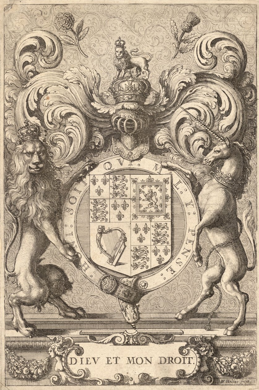 Engelske kongevåben (1660 - 1689). Stat 2 af Wenceslaus Hollar