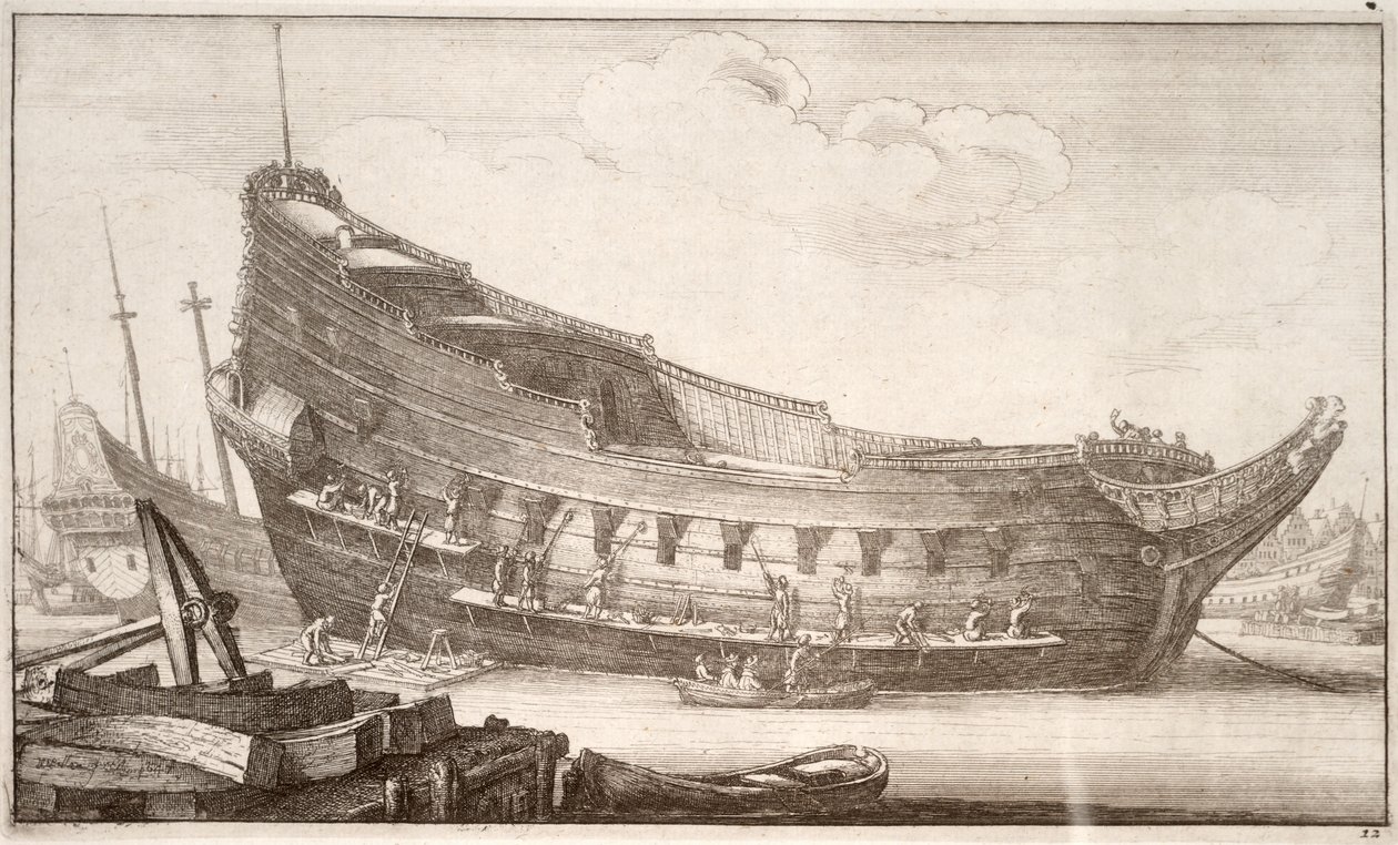Montering af et skrog. Stat 3 af Wenceslaus Hollar