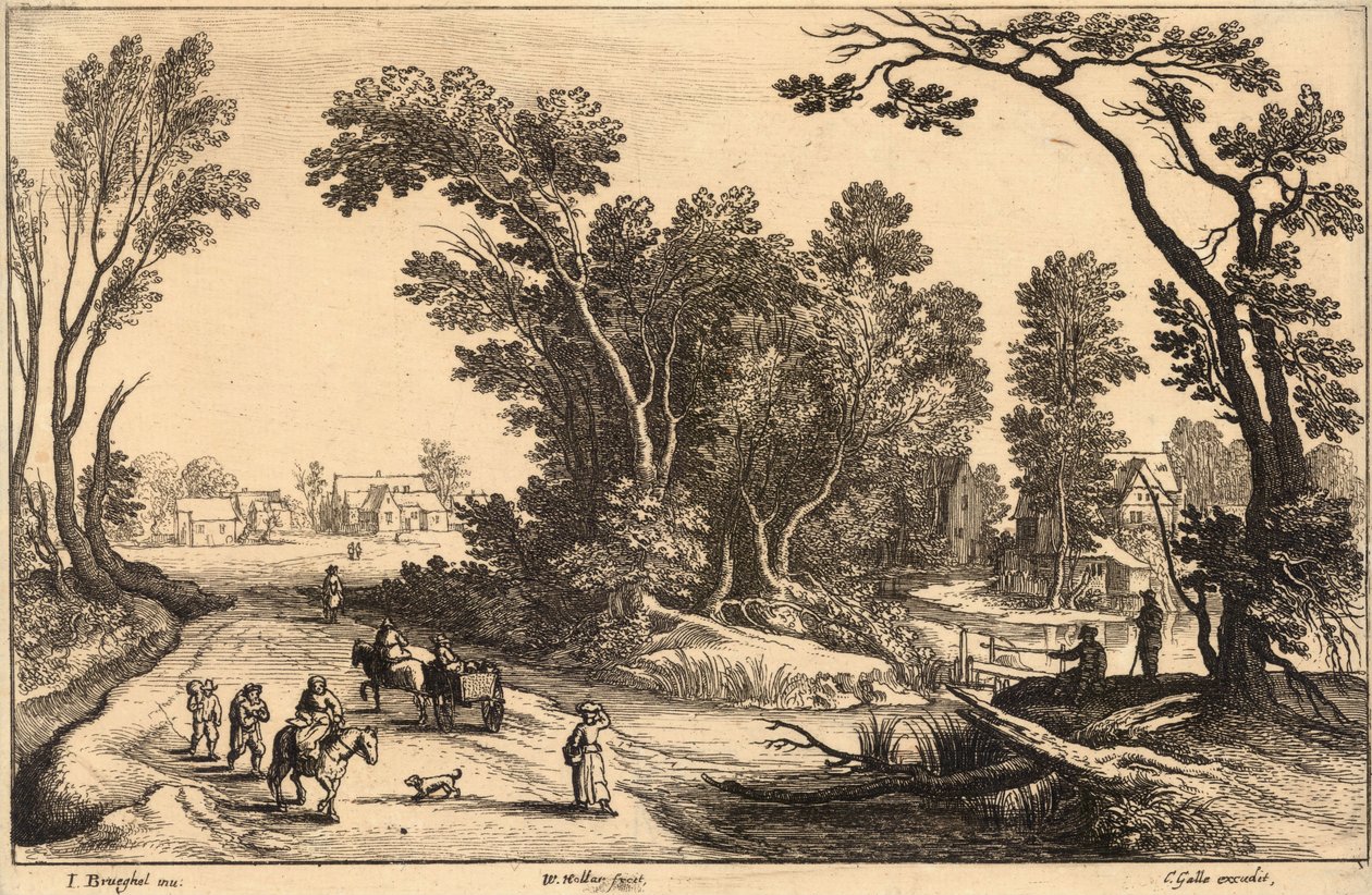 På vej til markedet (Brueghel). Stat 2 af Wenceslaus Hollar