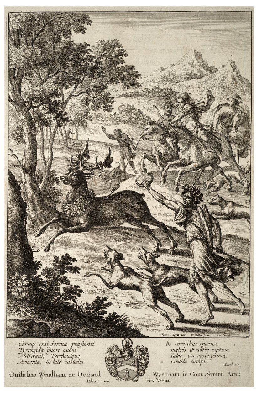 Julus jagter Tyrrheus hjort. Stat 2 af Wenceslaus Hollar