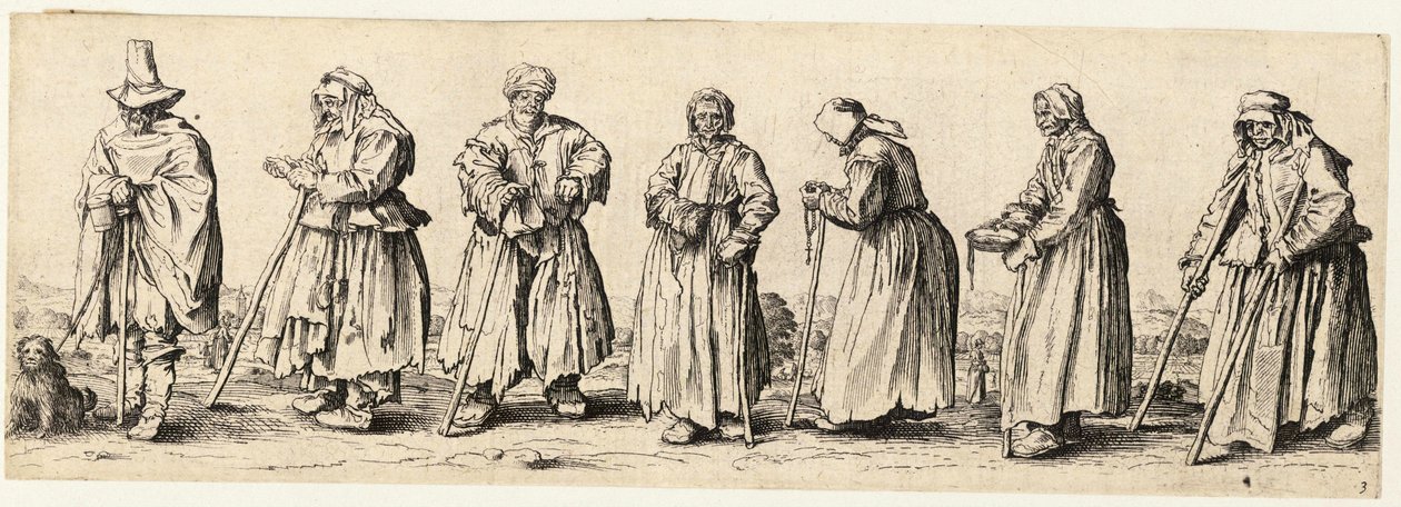 Mænd og kvinder, der tigger af Wenceslaus Hollar