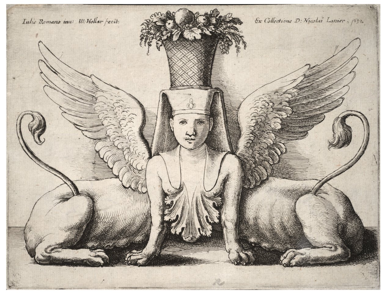 Sfinx med to lig, efter Giulio Romano af Wenceslaus Hollar