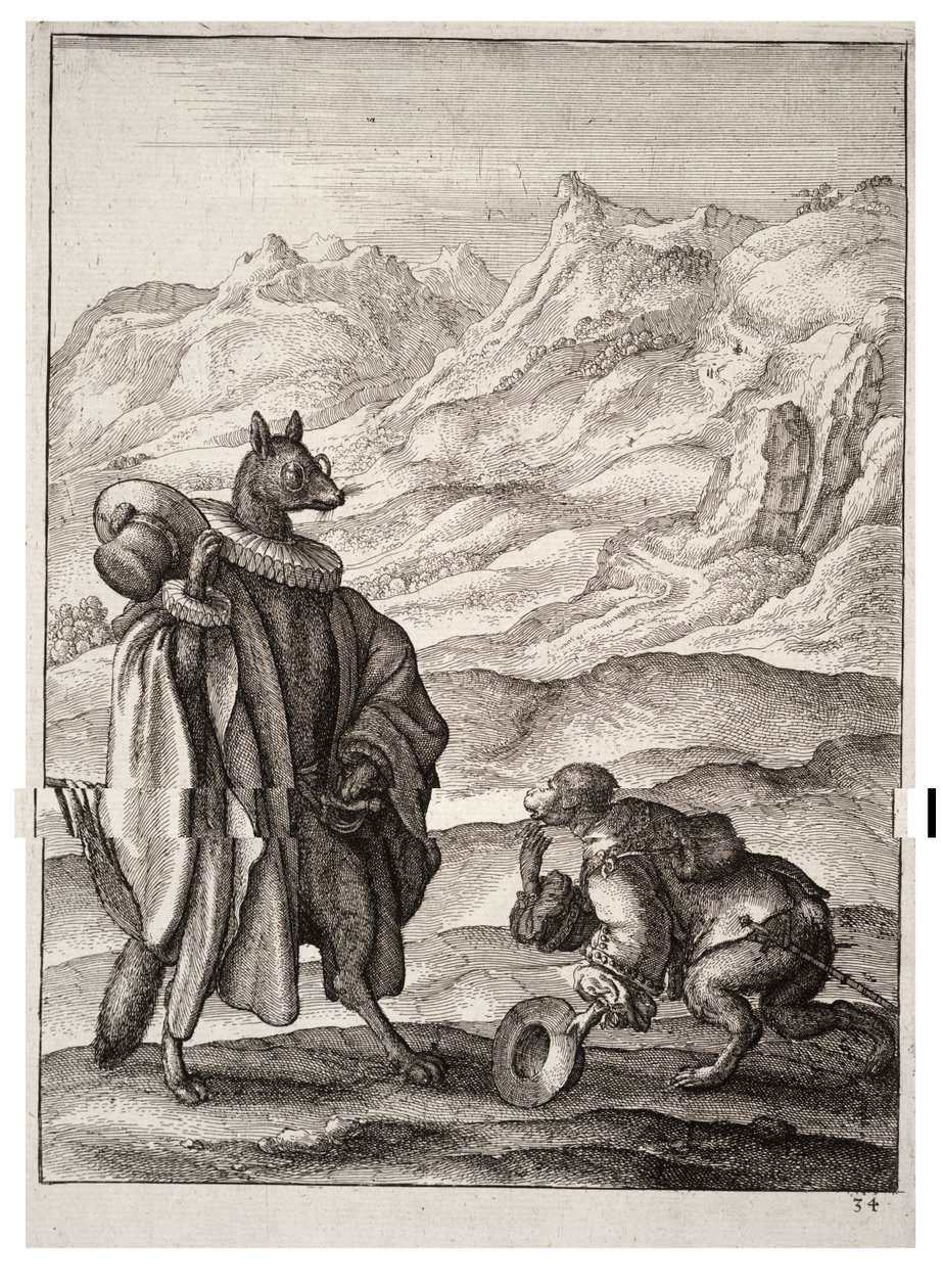 Den franske abe og den spanske ræv af Wenceslaus Hollar