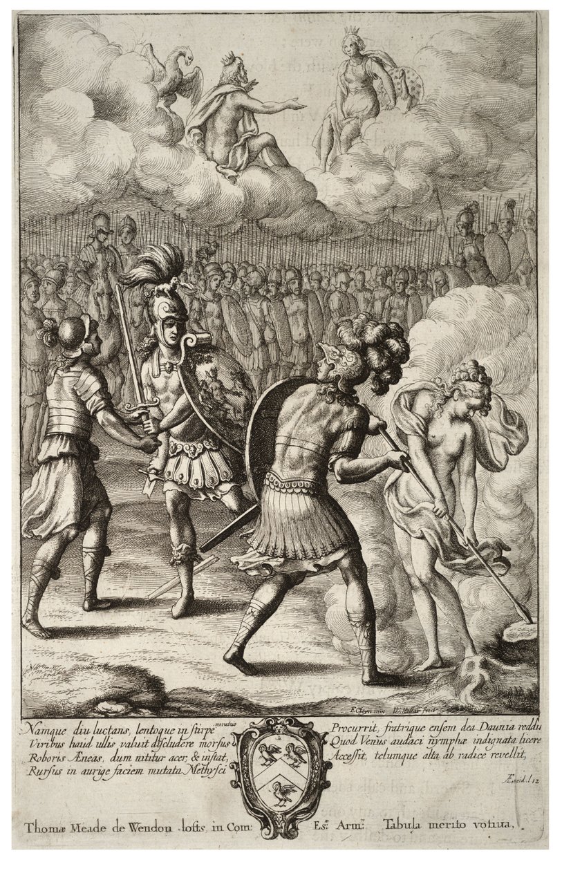 Den sidste kamp mellem Aeneas og Turnus. Stat 1 af Wenceslaus Hollar