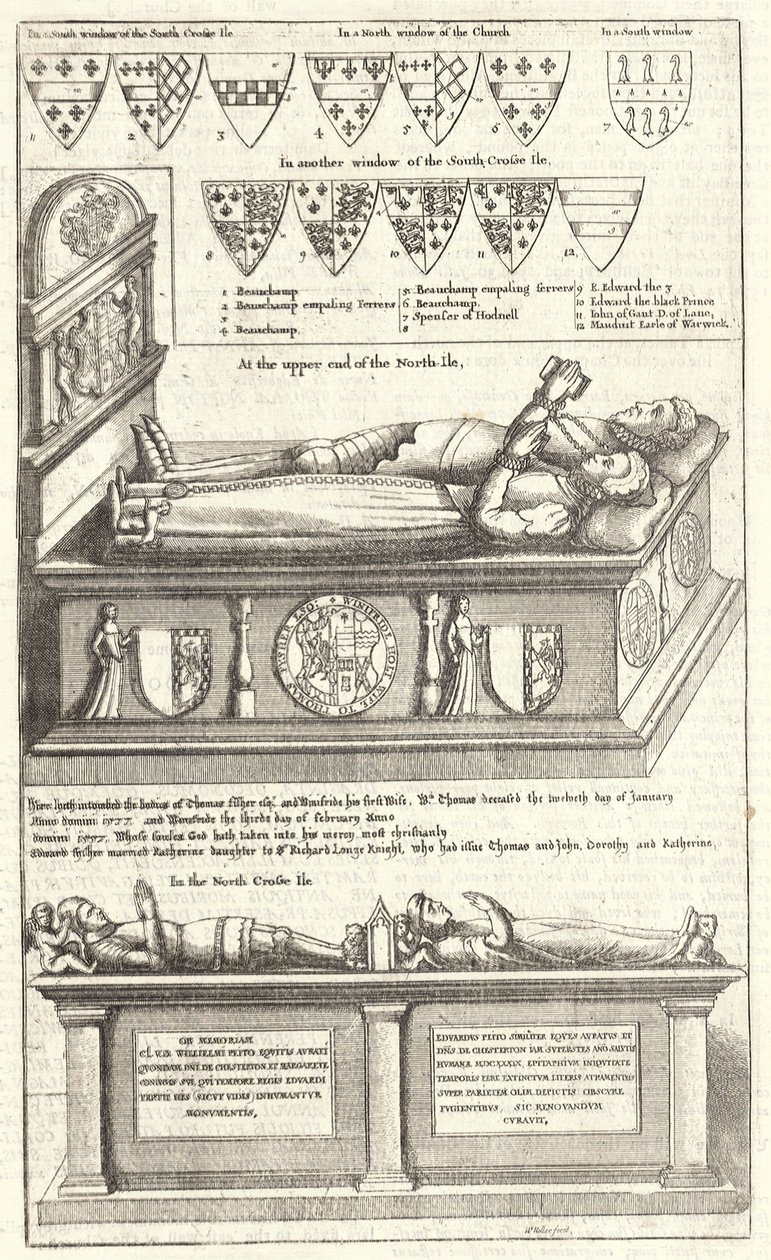 Thomas Fisher og Sir William Petto (monument) af Wenceslaus Hollar