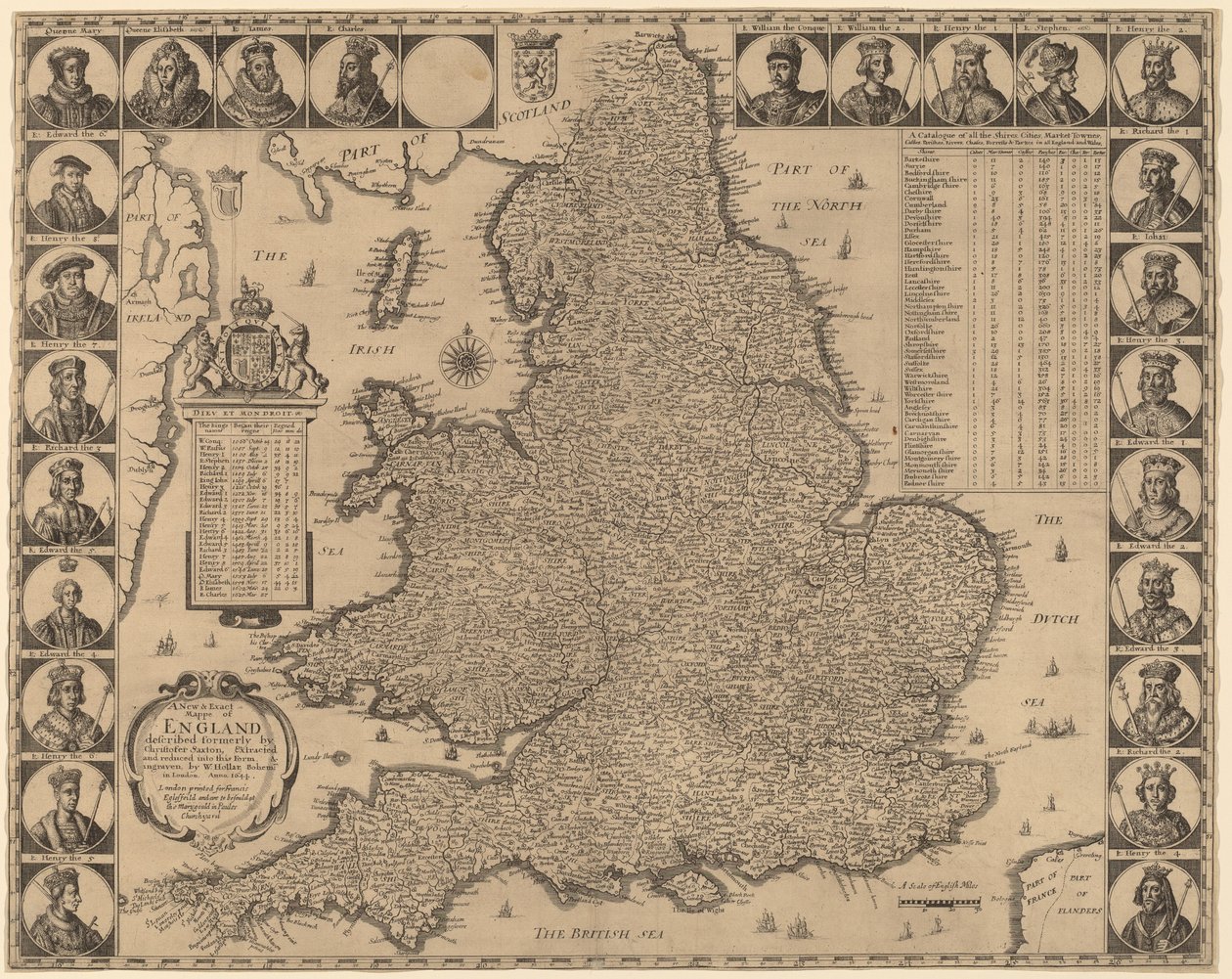 Et nyt og nøjagtigt kort over England af Wenceslaus Hollar