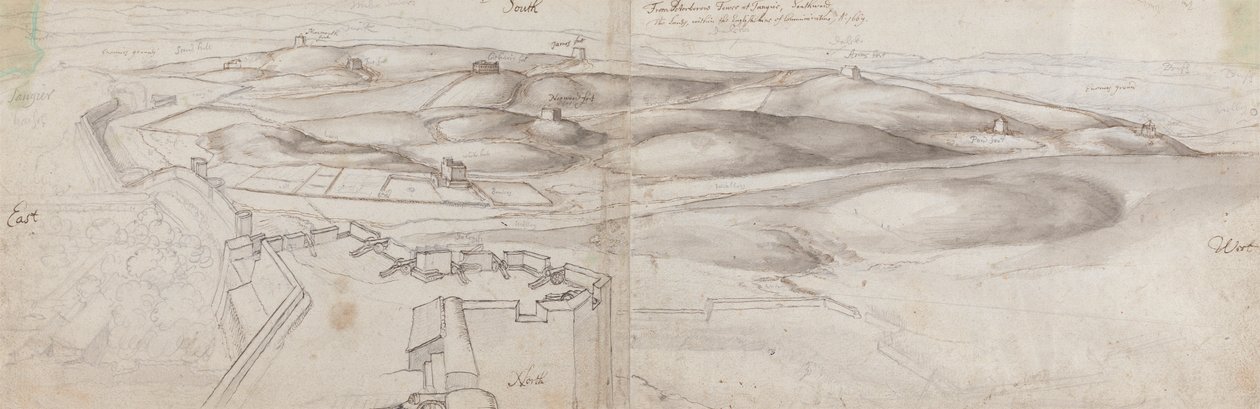 Udsigt fra Peterborough Tower ved Tangier af Wenceslaus Hollar