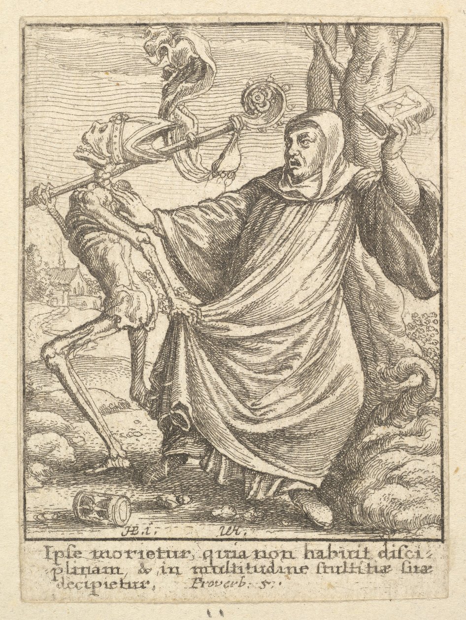 Abbed, fra Dødedansen, 1651. af Wenceslaus Hollar