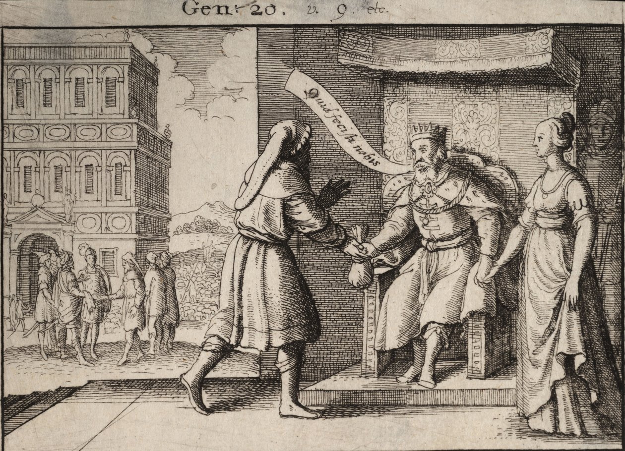 Abimelek irettesætte Abraham. Tilstand 1 af Wenceslaus Hollar