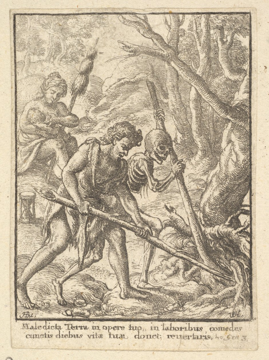 Adam Pløjning fra Dødedansen, 1651. af Wenceslaus Hollar
