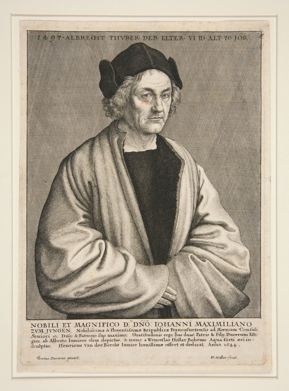 Albrecht Dürer den Ældre (1427-1502) i en alder af 70 år af Wenceslaus Hollar