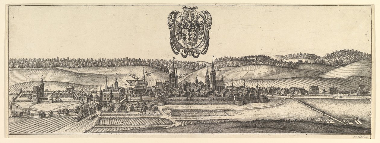 Ansbach og Coburg, Vis a af to synspunkter a&b., 1625-77. af Wenceslaus Hollar