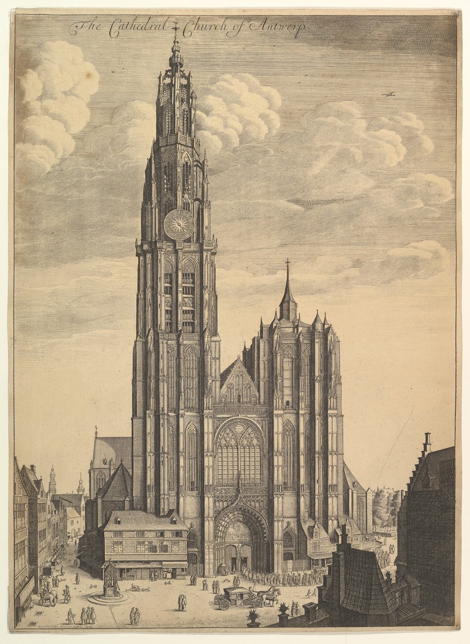 Antwerpen-katedralen (Prospectvs Tvrris Ecclesiæ Cathedralis) af Wenceslaus Hollar