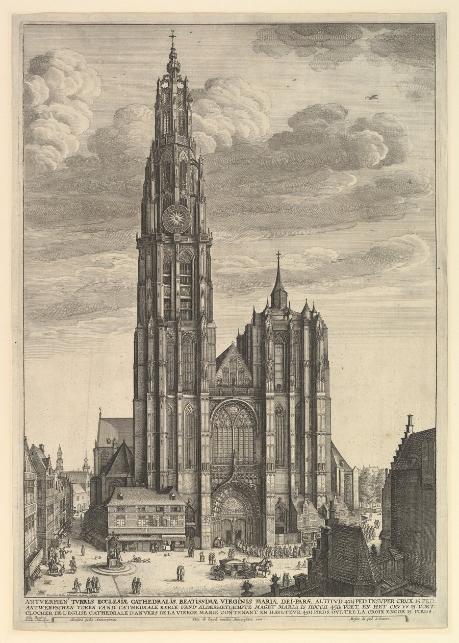 Antwerp Cathedral Prospectus Tvrris Ecclesiæ Cathedralis, 1625-77 af Wenceslaus Hollar