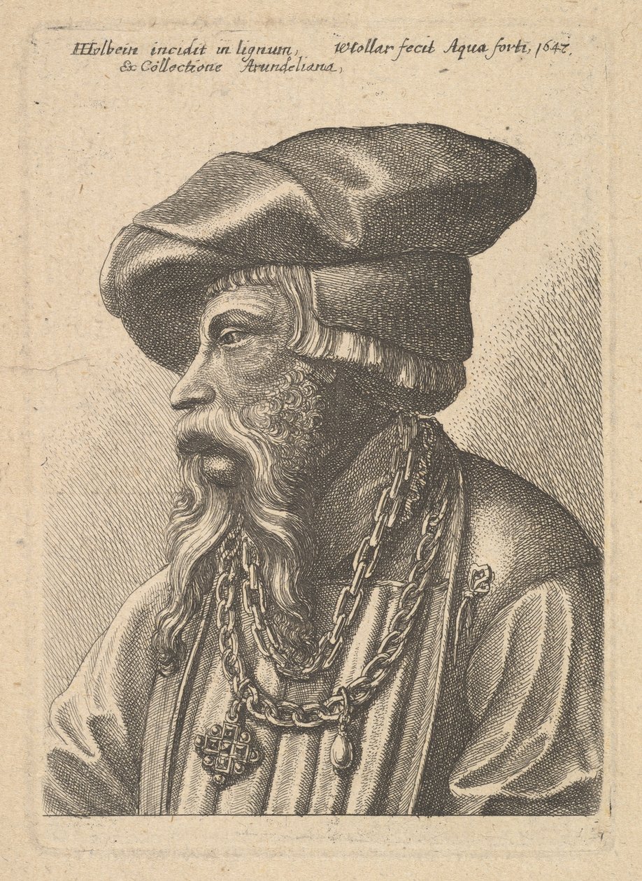 Skægget mand med kædehalskæde, 1647. af Wenceslaus Hollar