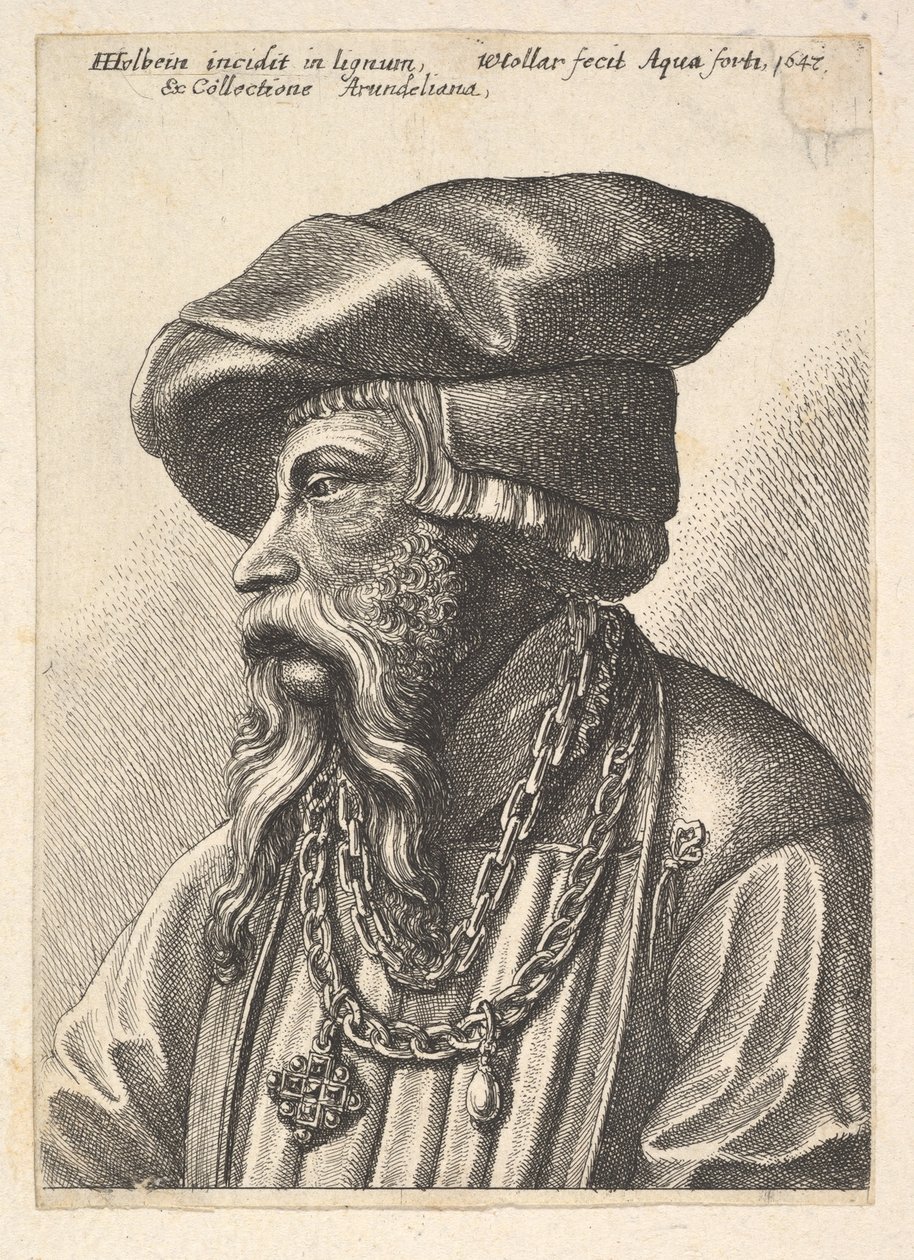 Skægget mand med kædehalskæde, 1647. af Wenceslaus Hollar