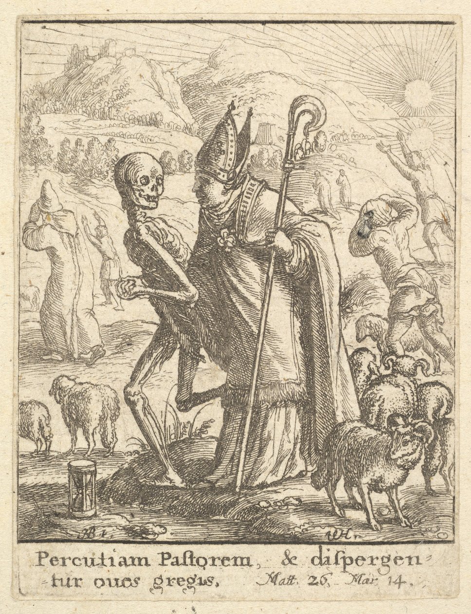 Biskop, fra Dødedansen, 1651. af Wenceslaus Hollar