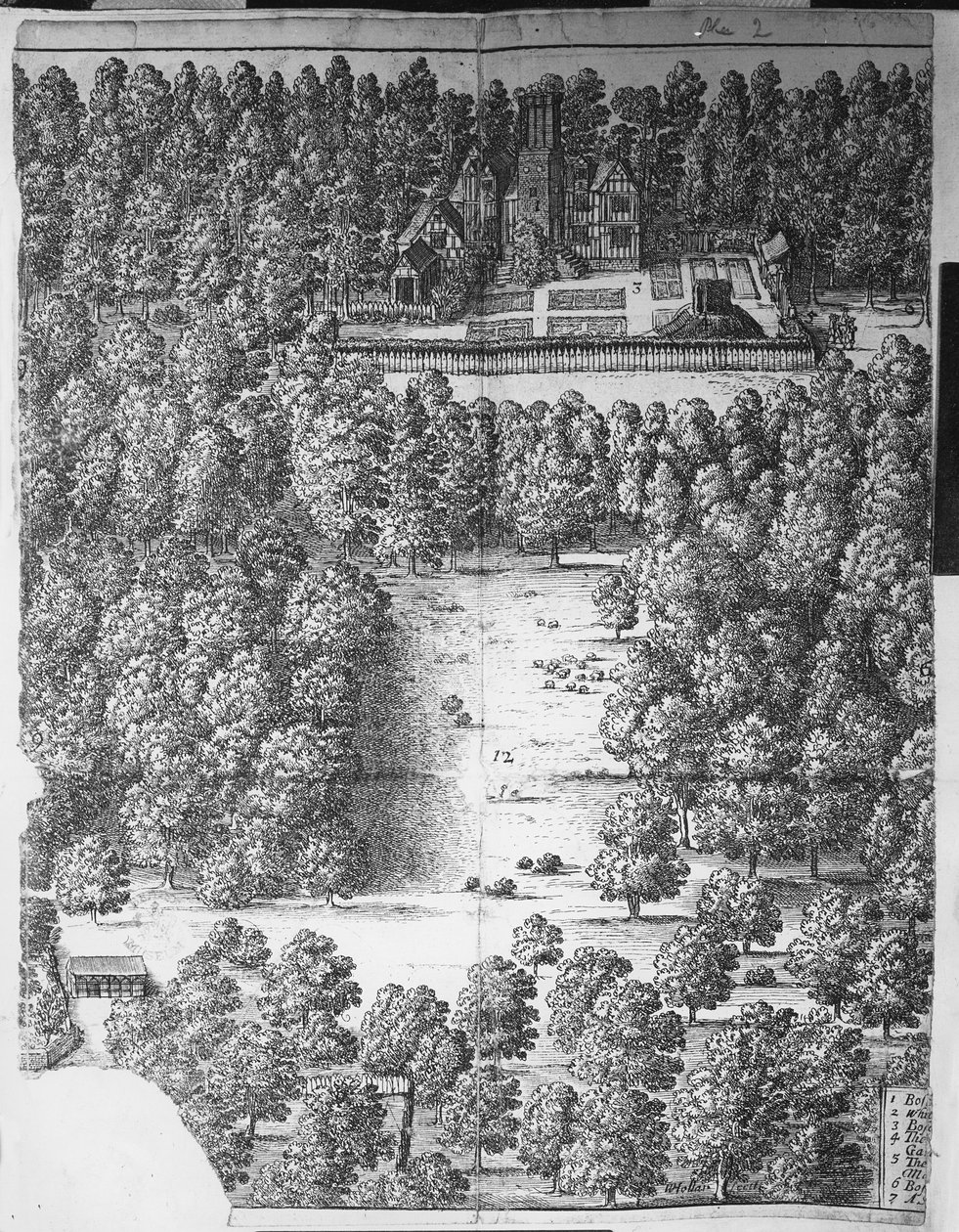 Boscobel House and Park, 1651 af Wenceslaus Hollar