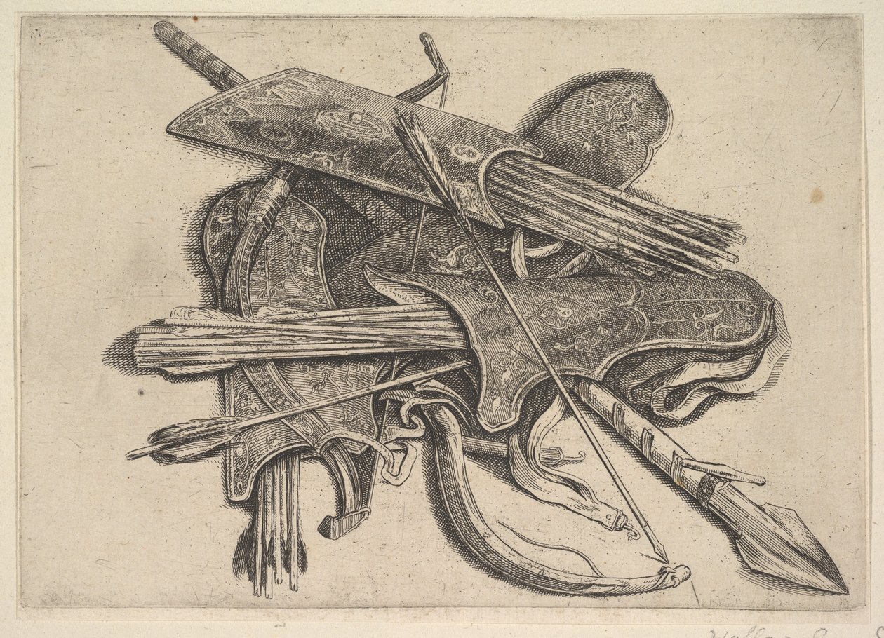 Buer, kogger og et spyd, 1625-77. af Wenceslaus Hollar