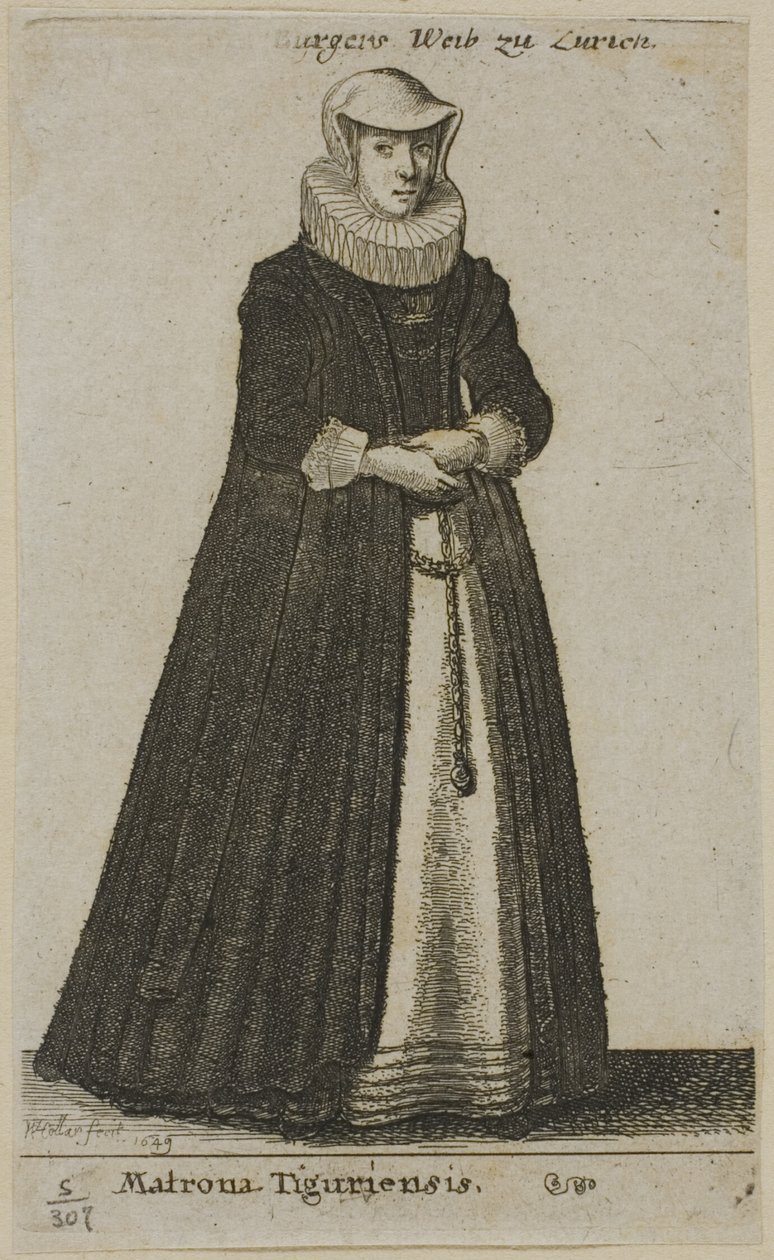 Borgerens kone i Zürich af Wenceslaus Hollar