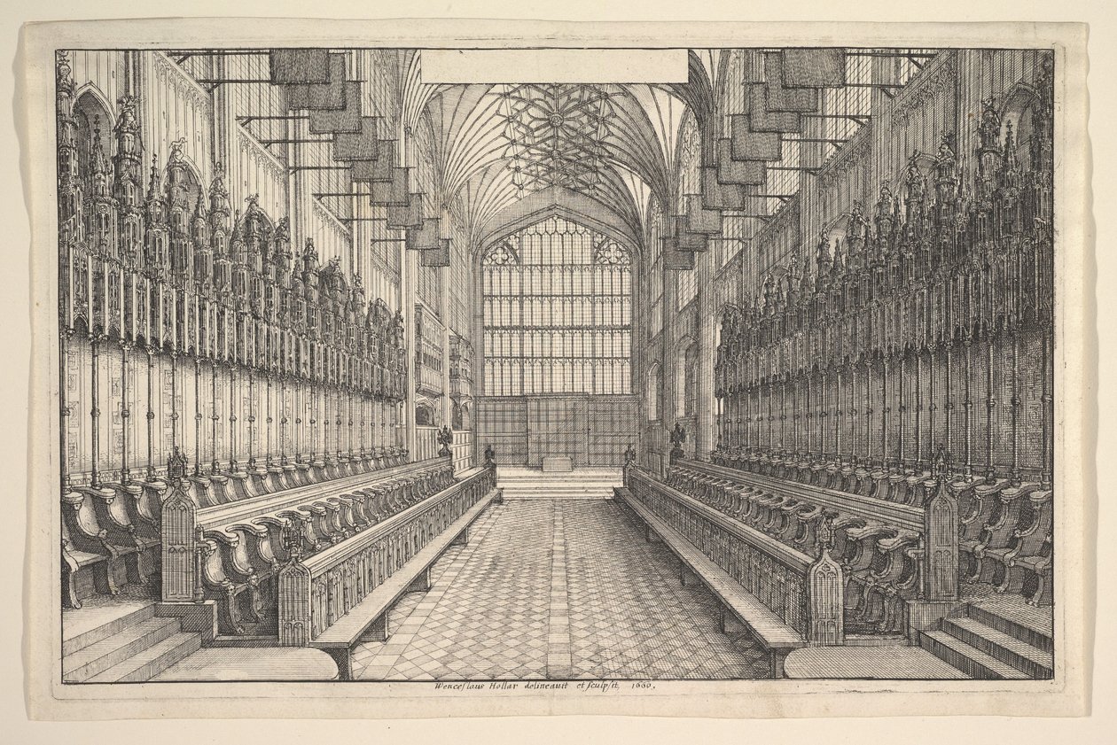 Kor og korstole i Sankt Georgs Kapel, Windsor af Wenceslaus Hollar
