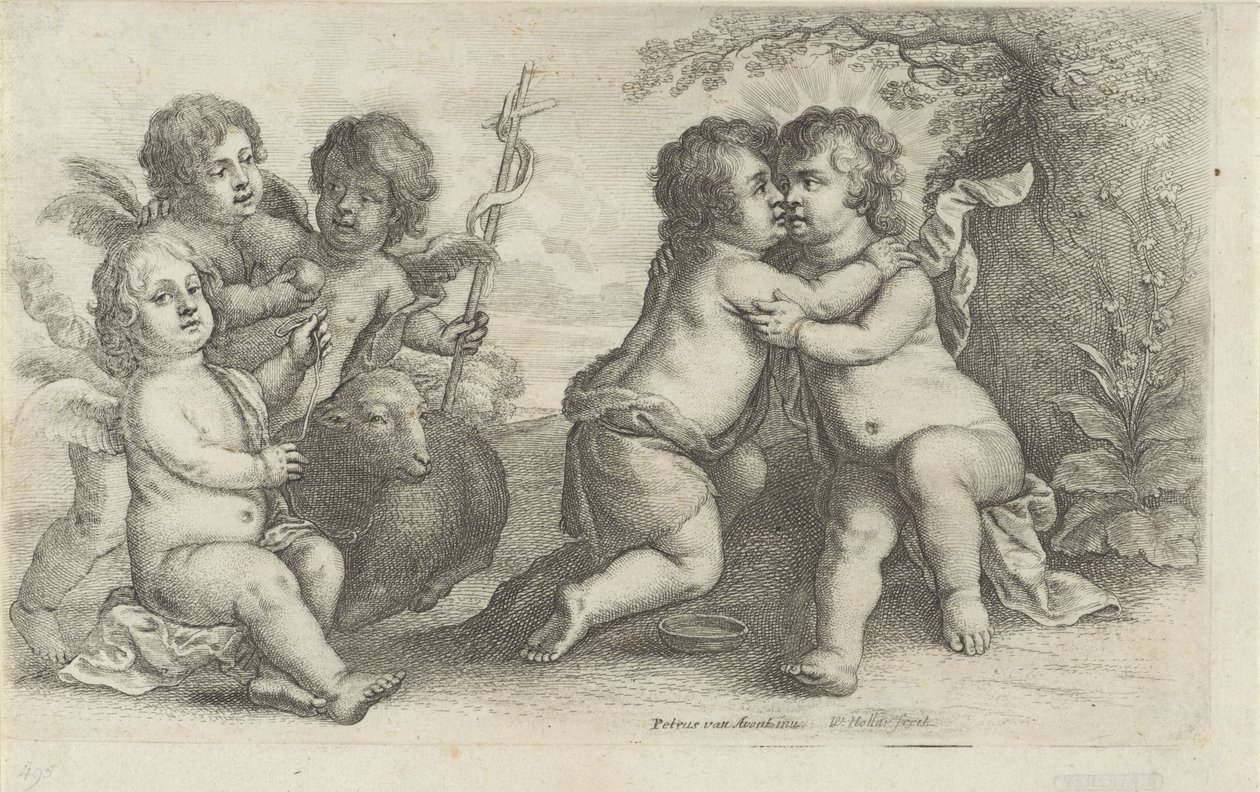 Kristus, Johannes og tre keruber Paedopaegnion (serietitel) af Wenceslaus Hollar