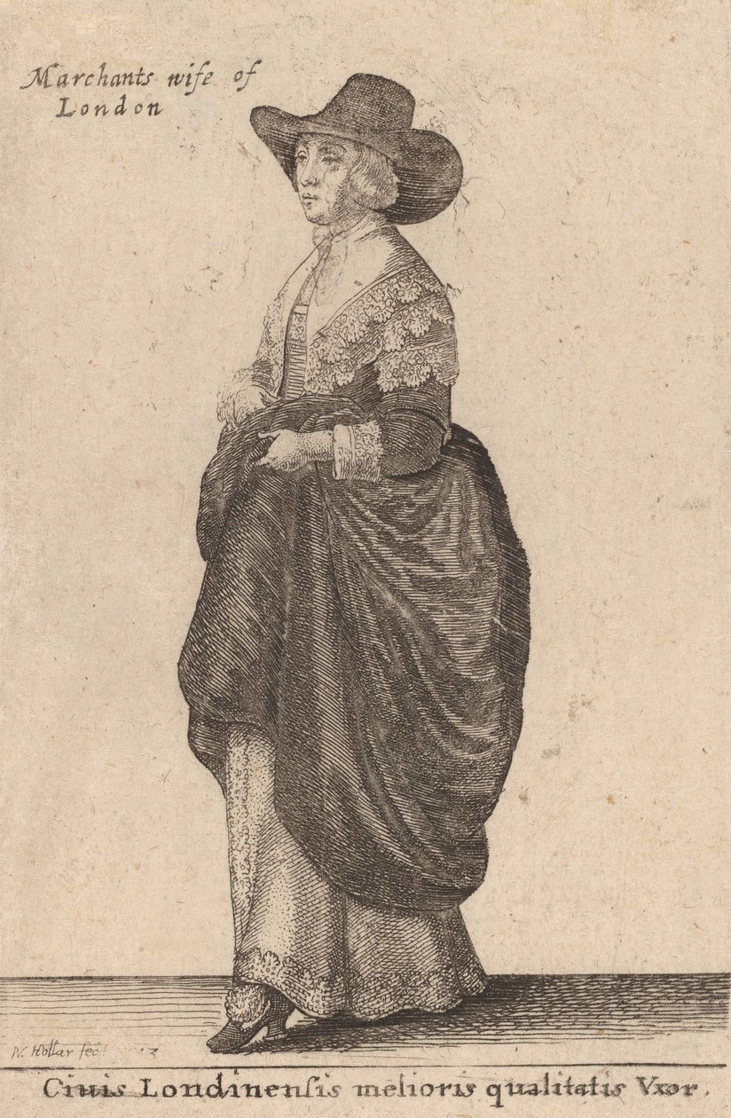 En kvinde af bedste kvalitet i London, 1643. af Wenceslaus Hollar