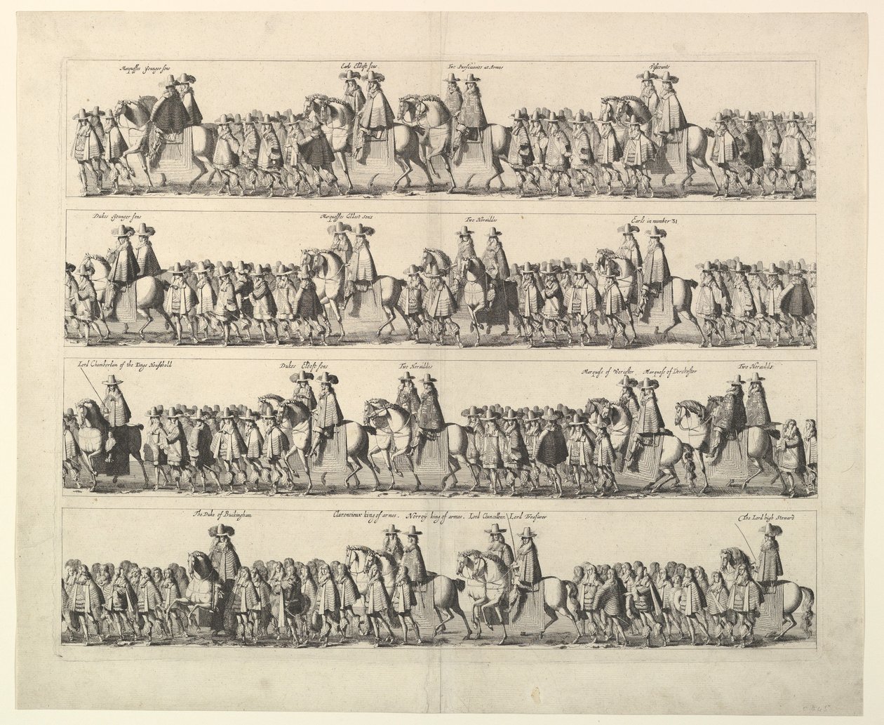 Kroningsprocession af Charles II gennem London, 1662. af Wenceslaus Hollar