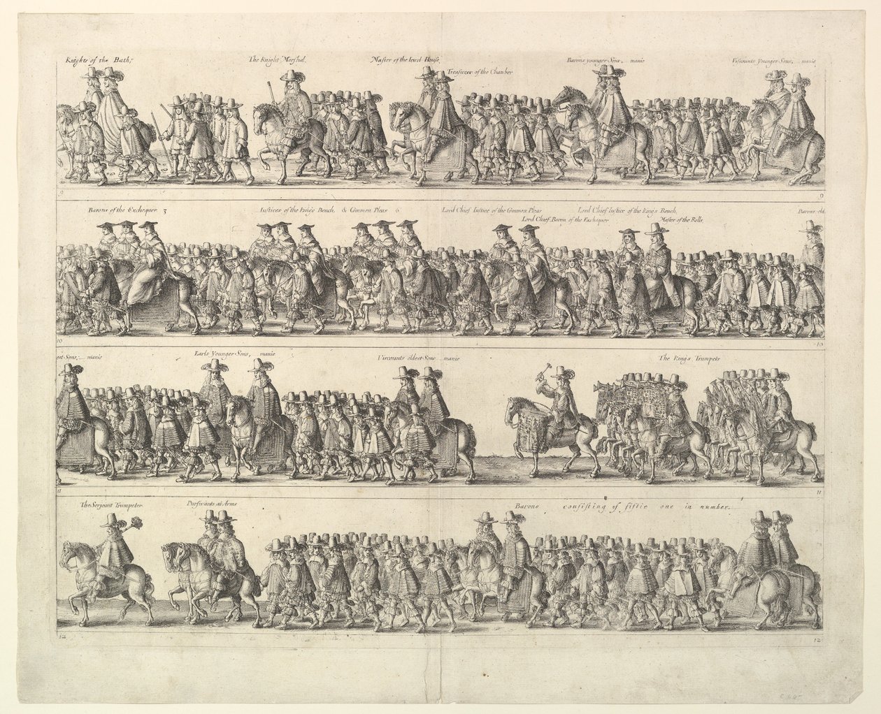 Kroningsprocession af Charles II gennem London, 1662. af Wenceslaus Hollar