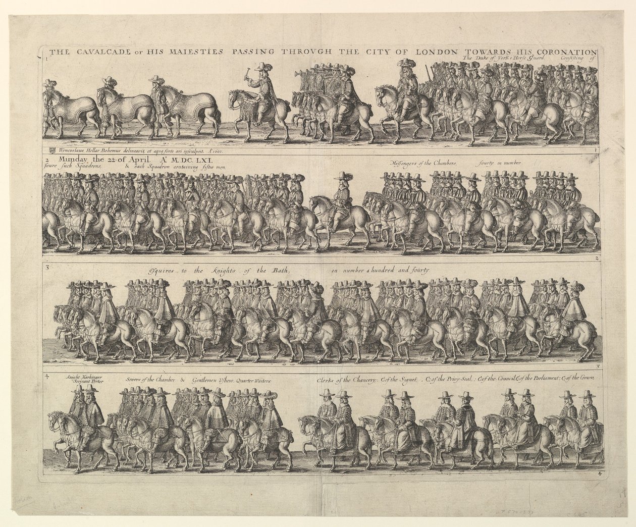 Kroningsprocession af Charles II gennem London, 1662. af Wenceslaus Hollar