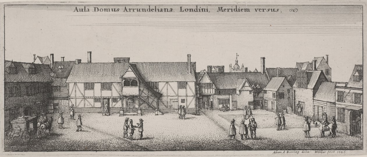 Gården til Arundel House, fra syd af Wenceslaus Hollar