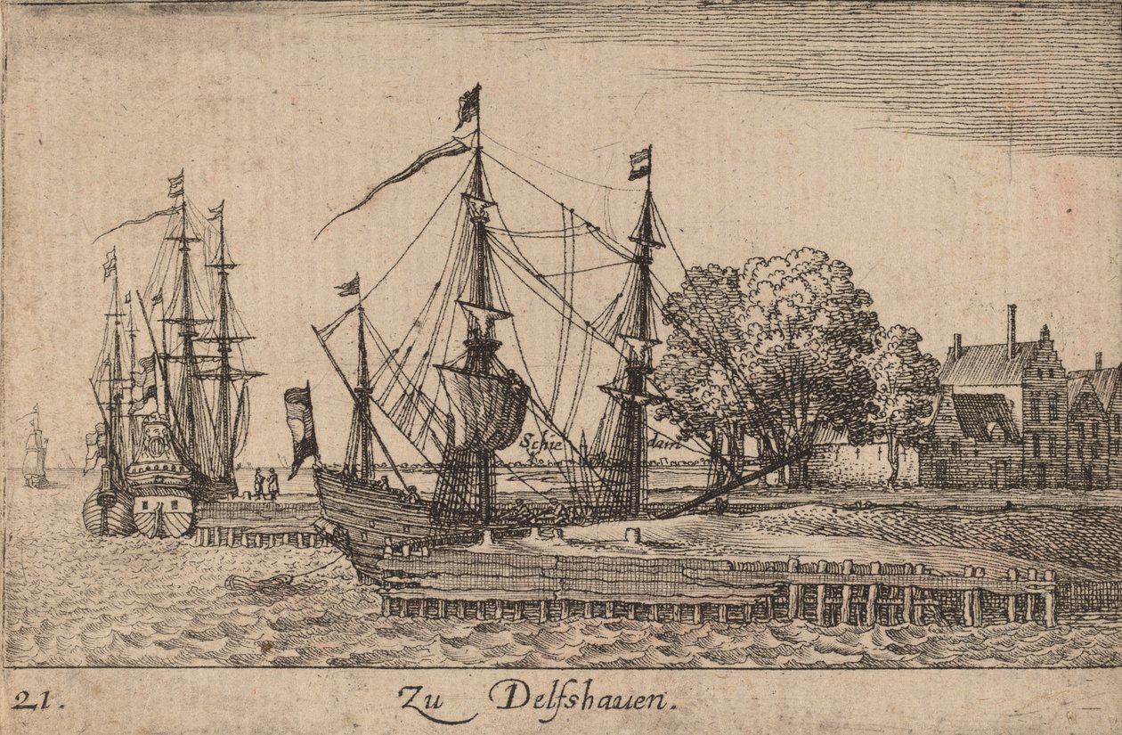 Delft havn, 1635. af Wenceslaus Hollar