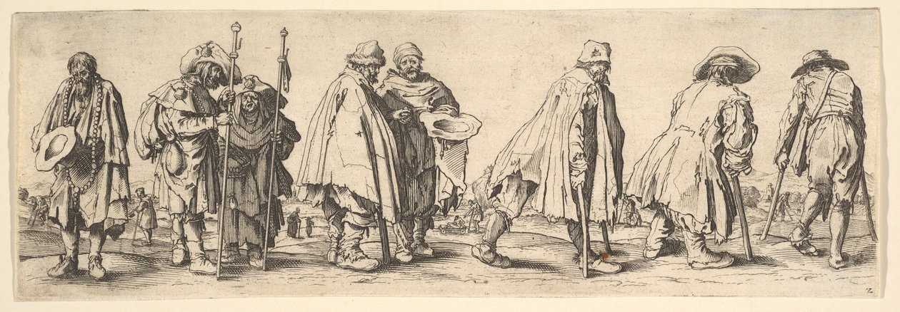 Otte tiggere, 1630. af Wenceslaus Hollar