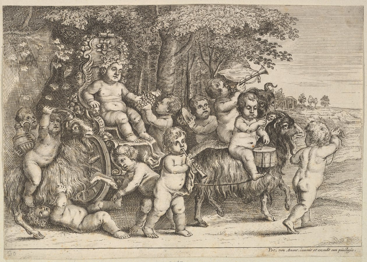 Elleve drenge og tre geder, 1625-77. af Wenceslaus Hollar