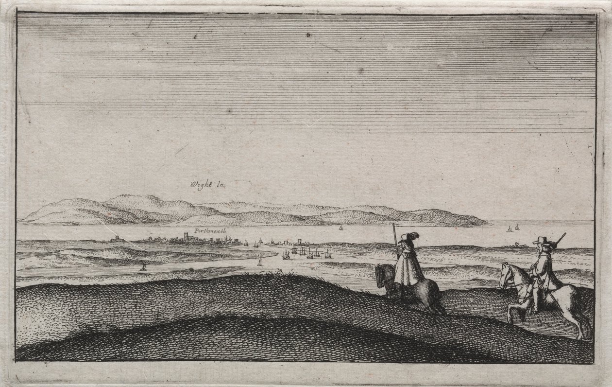 Engelsk udsigt: Isle of Wight fra Portsmouth af Wenceslaus Hollar