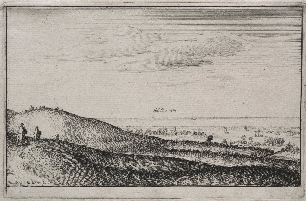Engelsk udsigt: Old Shoreham af Wenceslaus Hollar
