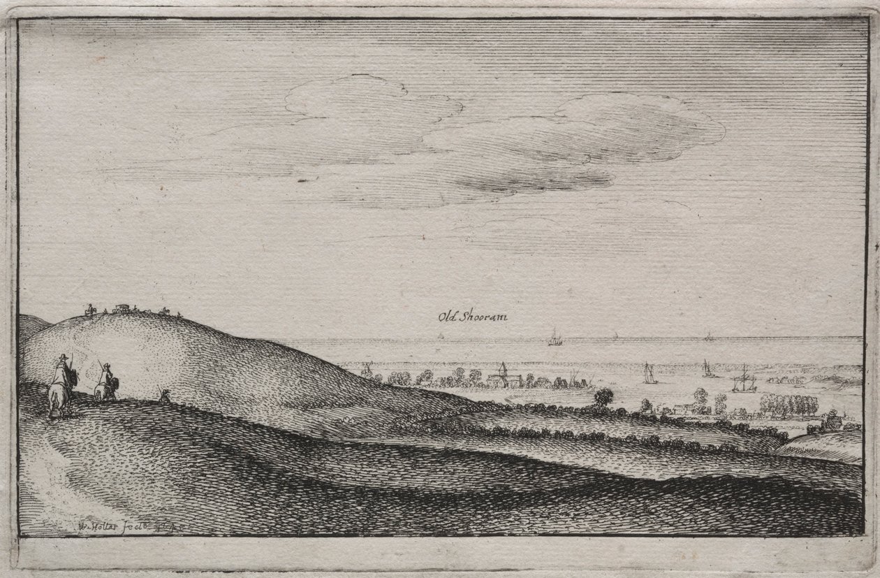 Engelsk udsigt: Old Shoreham, 1645. af Wenceslaus Hollar
