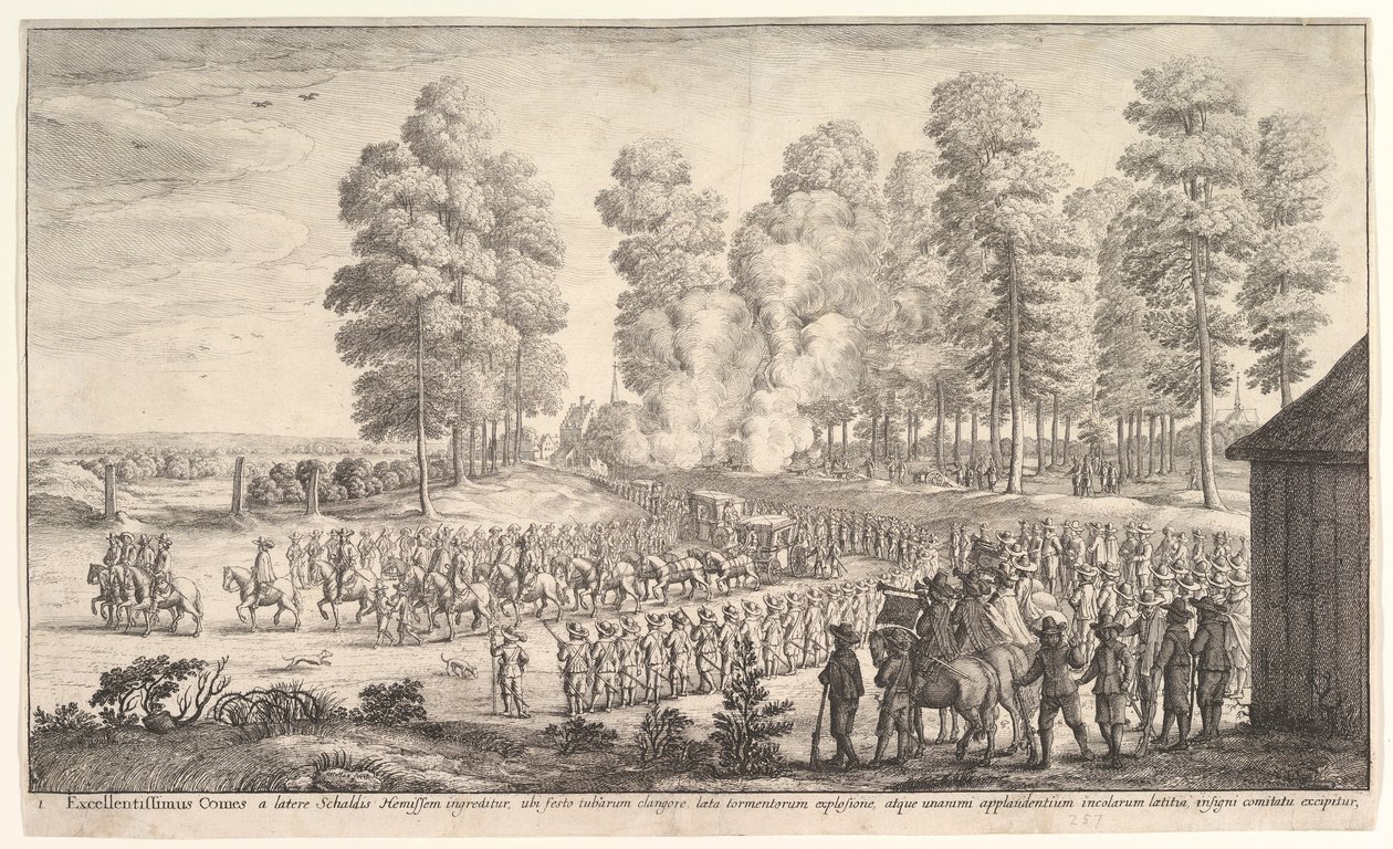 Greven af Thurns og taxaers indtog i Hemissen, ca. 1651. af Wenceslaus Hollar