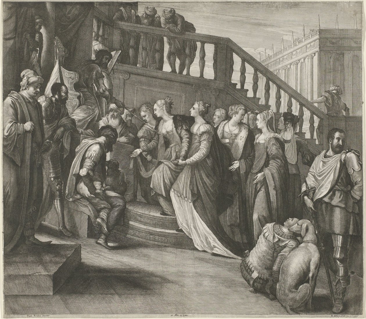 Ester foran Ahasverus af Wenceslaus Hollar
