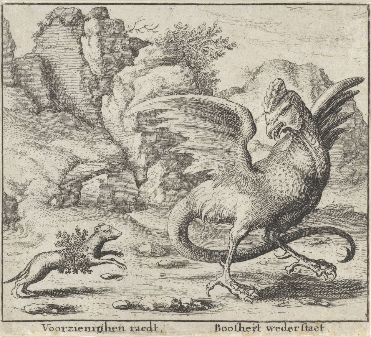 Fabel om basilisken og væselen Fabler (serietitel) af Wenceslaus Hollar
