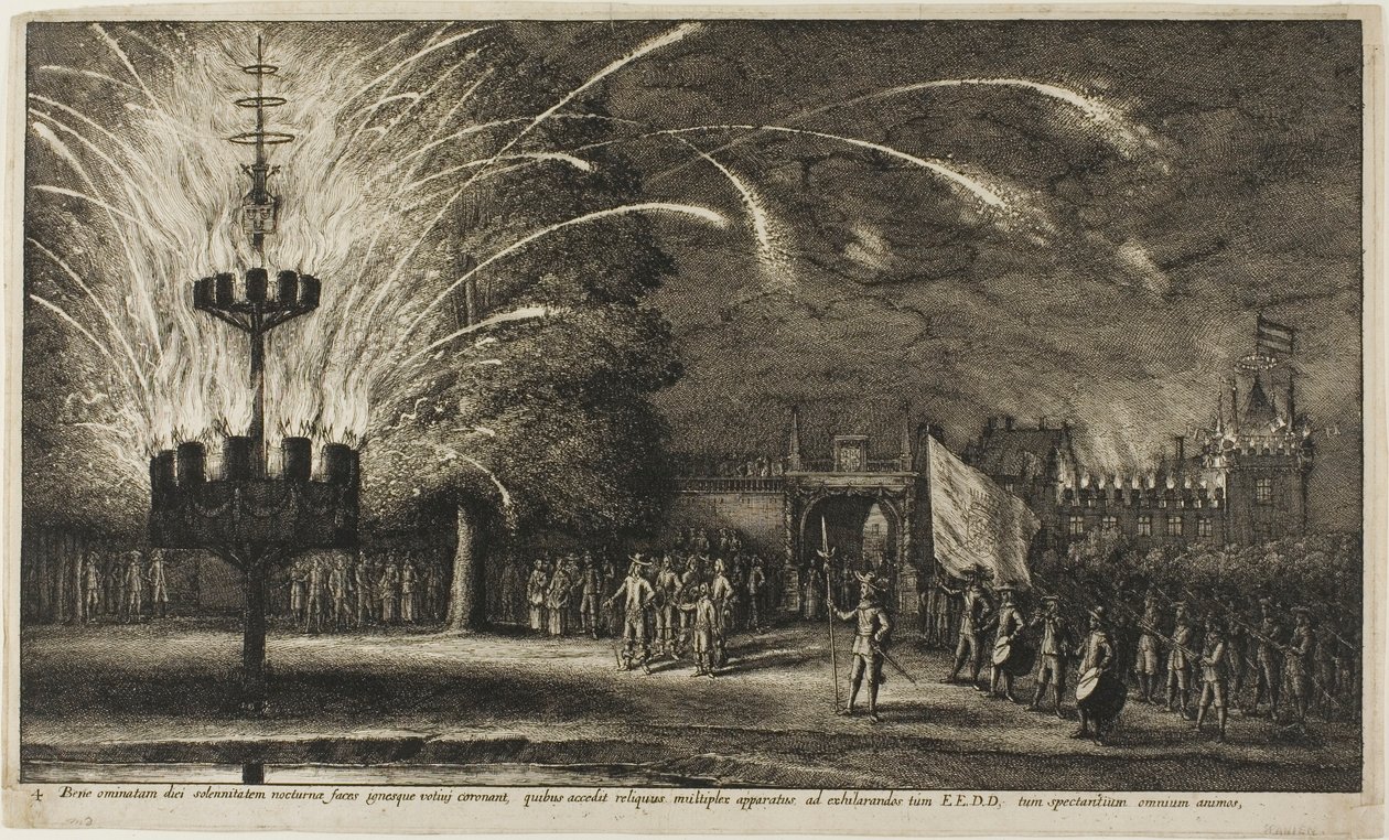 Fyrværkeri ved Hemissem af Wenceslaus Hollar