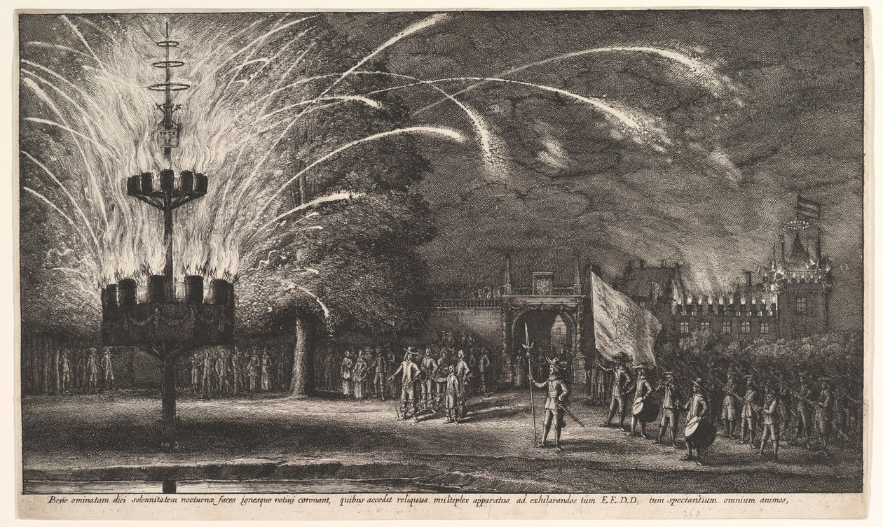 Fyrværkeri i Hemissem af Wenceslaus Hollar
