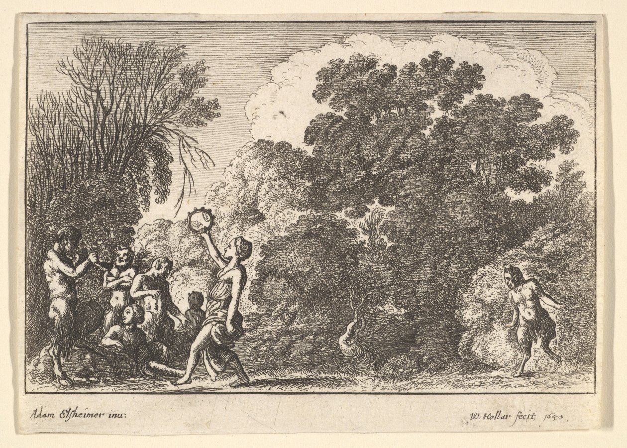 Fem satyrer og to nymfer, 1650. af Wenceslaus Hollar